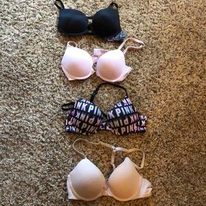 4 pink 34A push-up bras